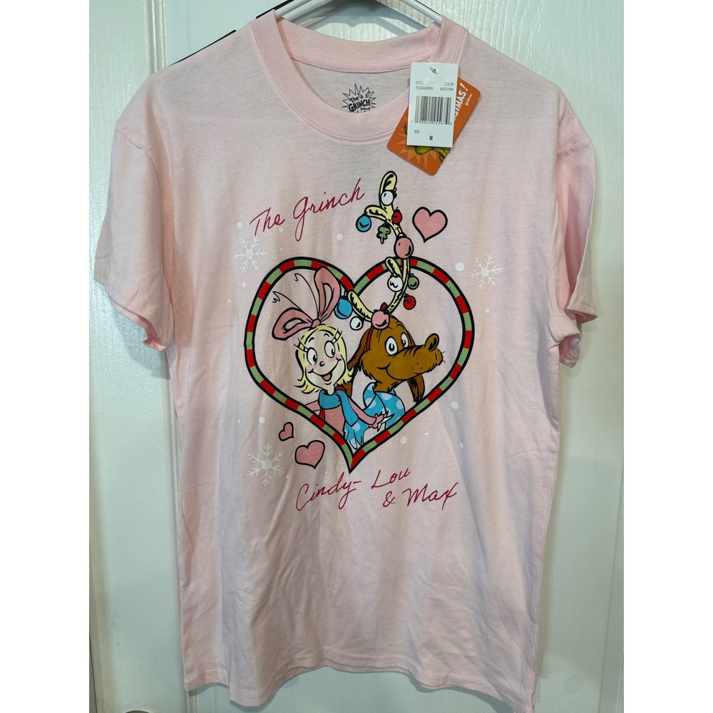 Dr Seuss The Grinch Cindy-Lou & Max Pink Graphic T-Shirt Medium NWT YFQ223AUAFW